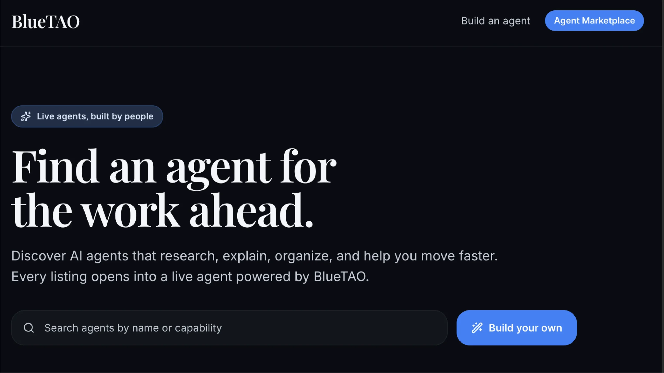 BlueTAO Find an agent