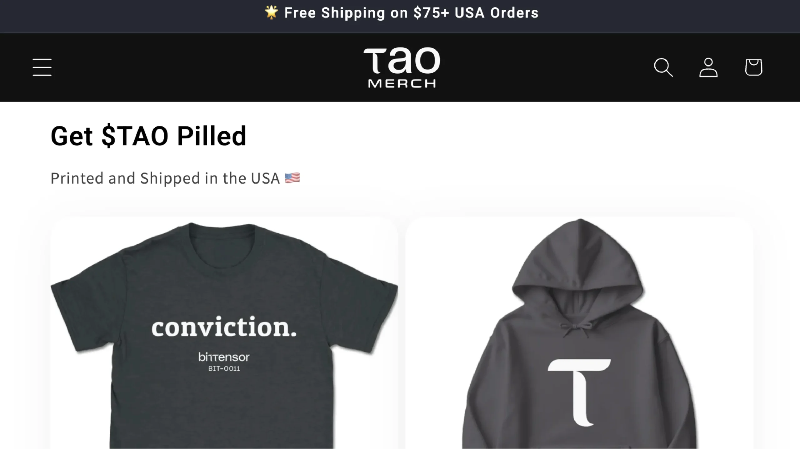 TAO Merch Homepage